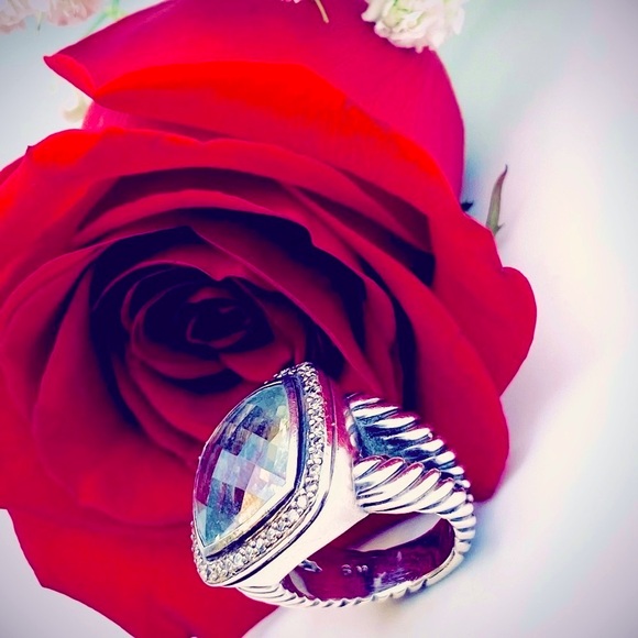 David Yurman Albion Ring with Prasiolite and Pave Diamonds - Picture 3 of 12